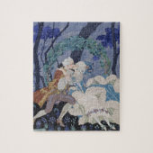 Geheime Kiss, illustratie voor "Fetes Galantes" do Legpuzzel (Verticaal)