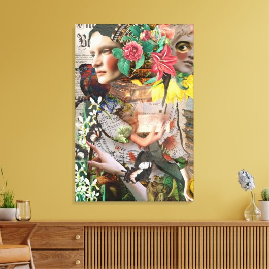 Geheime letter  digitale collage canvas afdruk (Insitu (Woonkamer))