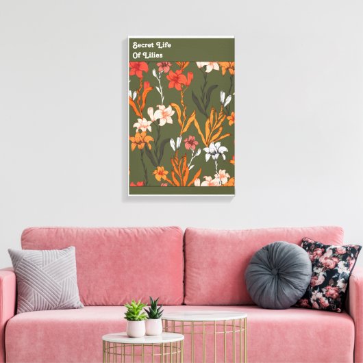 Geheime levensduur van gelilies botanisch canvas afdruk (Insitu (Woonkamer))
