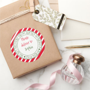 Geheime levering van Santa's stripe kerstcadeau Ronde Sticker
