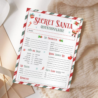Geheime Santa Christmas Gift Exchange-vragenlijst