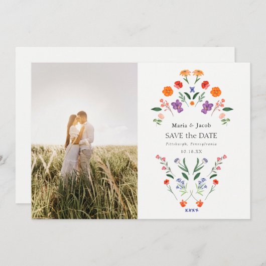 Geheime Tuin Boho Bloemen Bruiloft Save the Date (Voorkant / Achterkant)