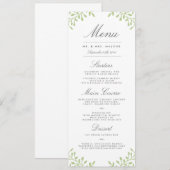 Geheime tuin bruiloft diner menu - Groen (Voorkant / Achterkant)