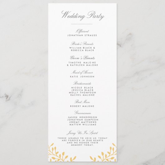 Geheime tuin bruiloft programma's - Mosterd Geel (Achterkant)