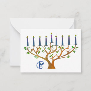 Geheime tuin Menorah Chanoeka Note Kaart Notitiekaartje