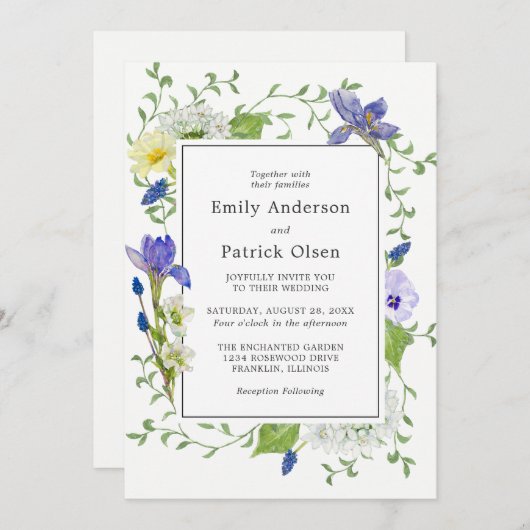 Geheime tuin rustieke Boho Wildbloemen bruiloft Kaart (Voorkant / Achterkant)