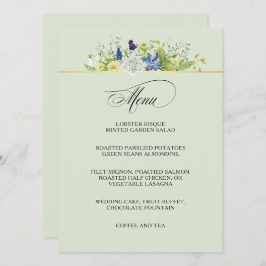 Geheime tuin rustieke Wildbloemen Menu (Voorkant / Achterkant)