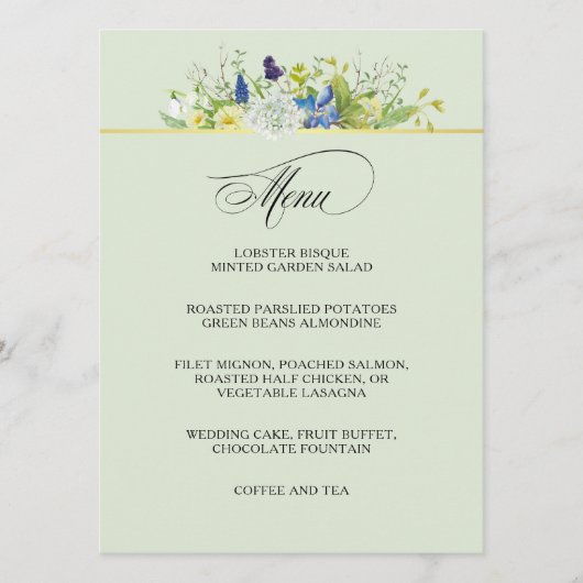 Geheime tuin rustieke Wildbloemen Menu (Voorkant)