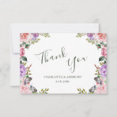 Geheime Tuin Vlinder Bloemen Bruiloft Bedankkaart (Voorkant)