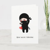 Geheime Valentijn Ninja Holding Origami Paper Hear Feestdagen Kaart (Voorkant)