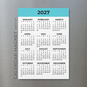 Gehele jaarscherm 2027 Aqua Blauwe Magnetische Kal