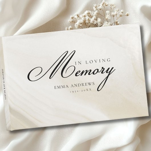 Geheugen "In Loving Memory" Marmer, beige Gastenboek