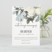 GEHEUGEN WIT-GREEN GRAY FLORAL SYMPATHY MEMORIAL BEDANKKAART (Staand voorkant)