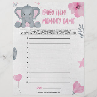 Geheugenspel voor baby [Baby olifant [Roze]] Briefhoofd
