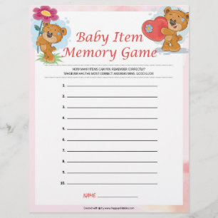 Geheugenspel voor baby [Teddy Bears] Briefhoofd
