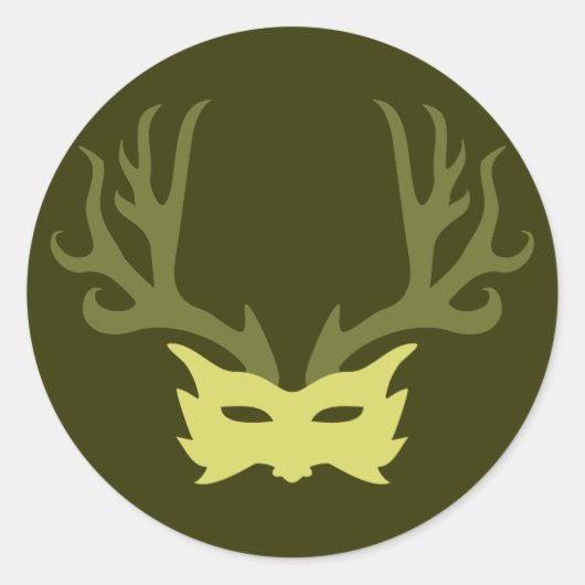 Gehoornde God Mask Ronde Sticker (Voorkant)