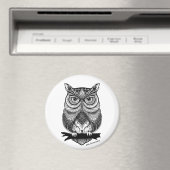 Gehoornde Uil 3 inch magneet (Insitu (Vaatwasser))