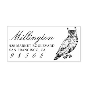 gehoornde uil Achternaam Script Retouradres Rubberstempel