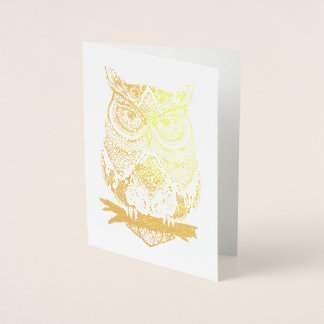 Gehoornde uil Gold Foil Blank Wenskaart Folie Kaarten