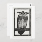 gehoornde uil illustratie briefkaart (Voorkant / Achterkant)