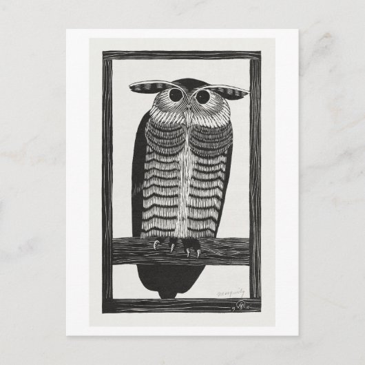 gehoornde uil illustratie briefkaart (Voorkant)