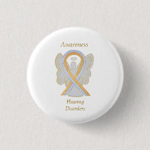 Gehoorstoornissen Bewustmaking Ribbon Angel Pin Ronde Button 3,2 Cm