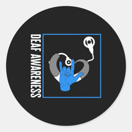 Gehoorverlies Bewustmaking Doaf Cochlear Implant A Ronde Sticker (Voorkant)