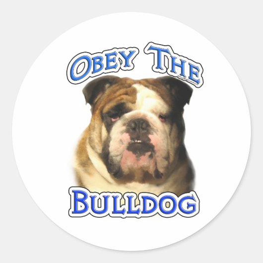 Gehoorzaam de Bulldog - Sticker (Voorkant)