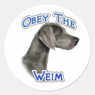 Gehoorzaam de Weimaraner Sticker