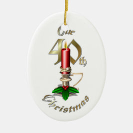 Gehuwd 40e kerstversiering keramisch ornament