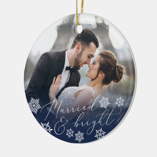 Gehuwd en helder | Kerstfeest met een bruiloft Keramisch Ornament (Links)