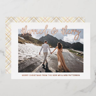 Gehuwd en liefdeshuwelijk Mr & Mrs First Kerstmis Folie Uitnodiging