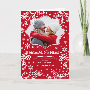 Gehuwd en Merry. Aangepaste kerstfoto Feestdagen Kaart