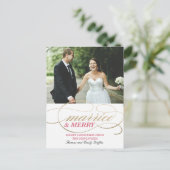 Gehuwd en Merry | Kerstmis Feestdagenkaart (Staand voorkant)