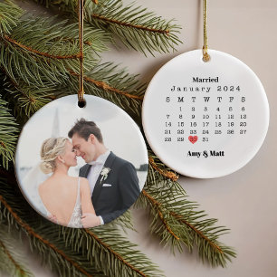 Gehuwd en pretfoto's, namen en kerstdagen ornament