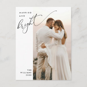 Gehuwd en Stralend, Modern Schrift Foto Vakantie Briefkaart