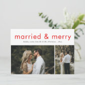 Gehuwd en vriendelijk modern Elegant rood script f Feestdagenkaart (Staand voorkant)