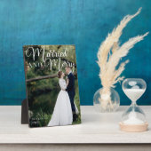 Gehuwd huwelijk foto Elegant White Script Fotoplaat (Zijkant)