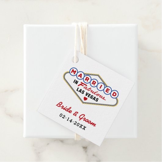Gehuwd in Fabulous Las Vegas Red Wedding Monogram Bedankjes Labels (In situ)