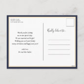 Gehuwd met Bright Blue Script Modern Foto Kerstmis Feestdagenkaart (Achterkant)