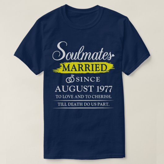 Gehuwd sinds augustus 1977, 45e bruiloft t-shirt (Design voorkant)