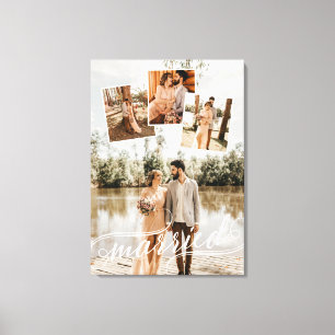 Gehuwd Zwirly Script Weduwfoto Collage Canvas Afdruk