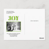 Gehuwde en groene kalk met JOY-kerstfoto Briefkaart (Achterkant)