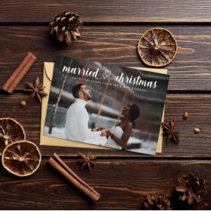 Gehuwde kerstcadeaufotofeestdag bedankkaart