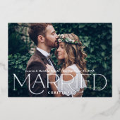 Gehuwde kerstfeest Elegant Silver Weduwfoto Folie Feestdagenkaart (Voorkant)