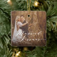 Gehuwde Kissmas en Mrs Holiday Wedding Foto