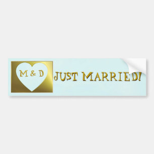 Gehuwde Monogram Mint Green/Gold Bumpersticker