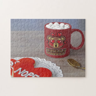 Gehuwde Valentijnsdag Koffie Mok Harten Beer Legpuzzel