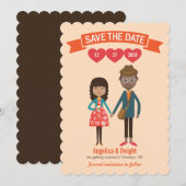 Geïllustreerd Cartoon Koppel Portret Trouwen Kaart (Voorkant / Achterkant)