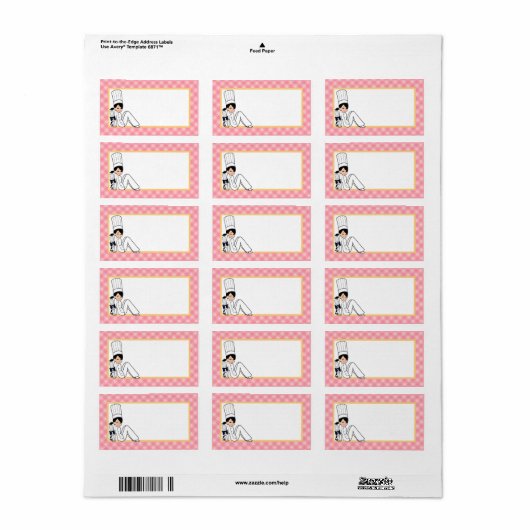 Geïllustreerd Chef Fietslabel in Medium Etiket (Full Sheet)